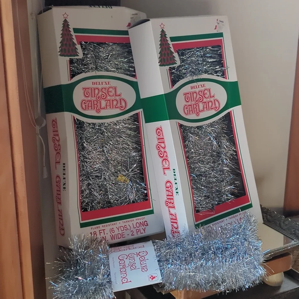 Deluxe Tinsel Garland 18ft Vintage 1950's Bundle of two boxes.